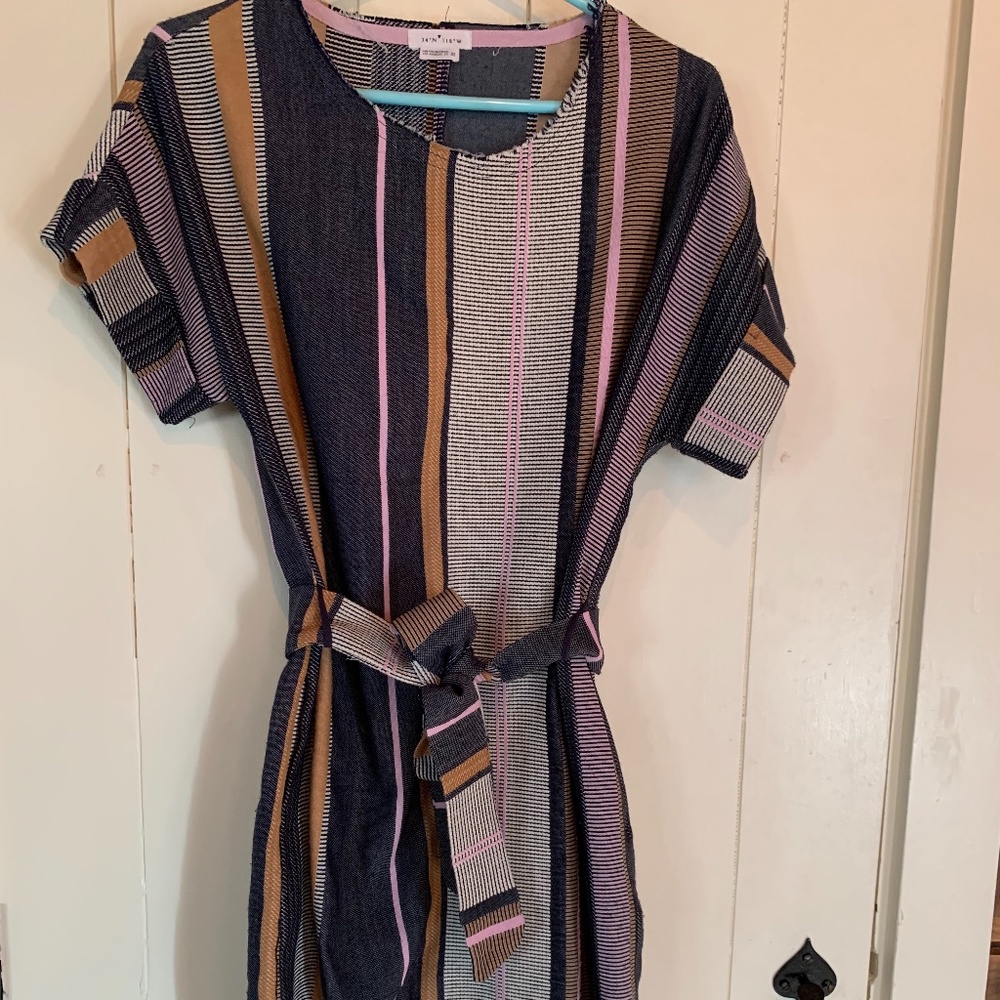 Anthropologie Shift Dress - striped with belt